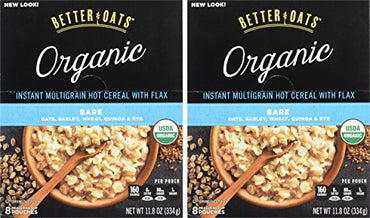 Product image of Better Oats Raw Pure and Simple Organic Bare Instant Multigrain Hot Cereal Flax 8 Pouches Pack of 2