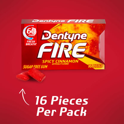 Product image of Dentyne Fire Spicy Cinnamon Sugar Free Gum 16 Pieces Pack of 3
