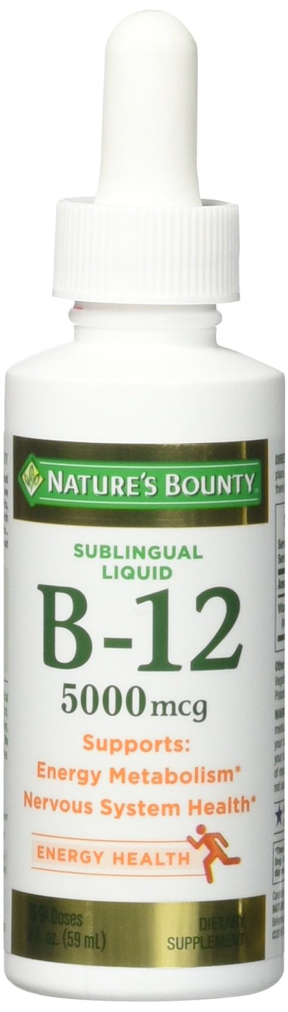 Product image of Nature's Bounty B-12 5000 mcg Sublingual Liquid Energy Health 2 oz 2 oz Pack of 5