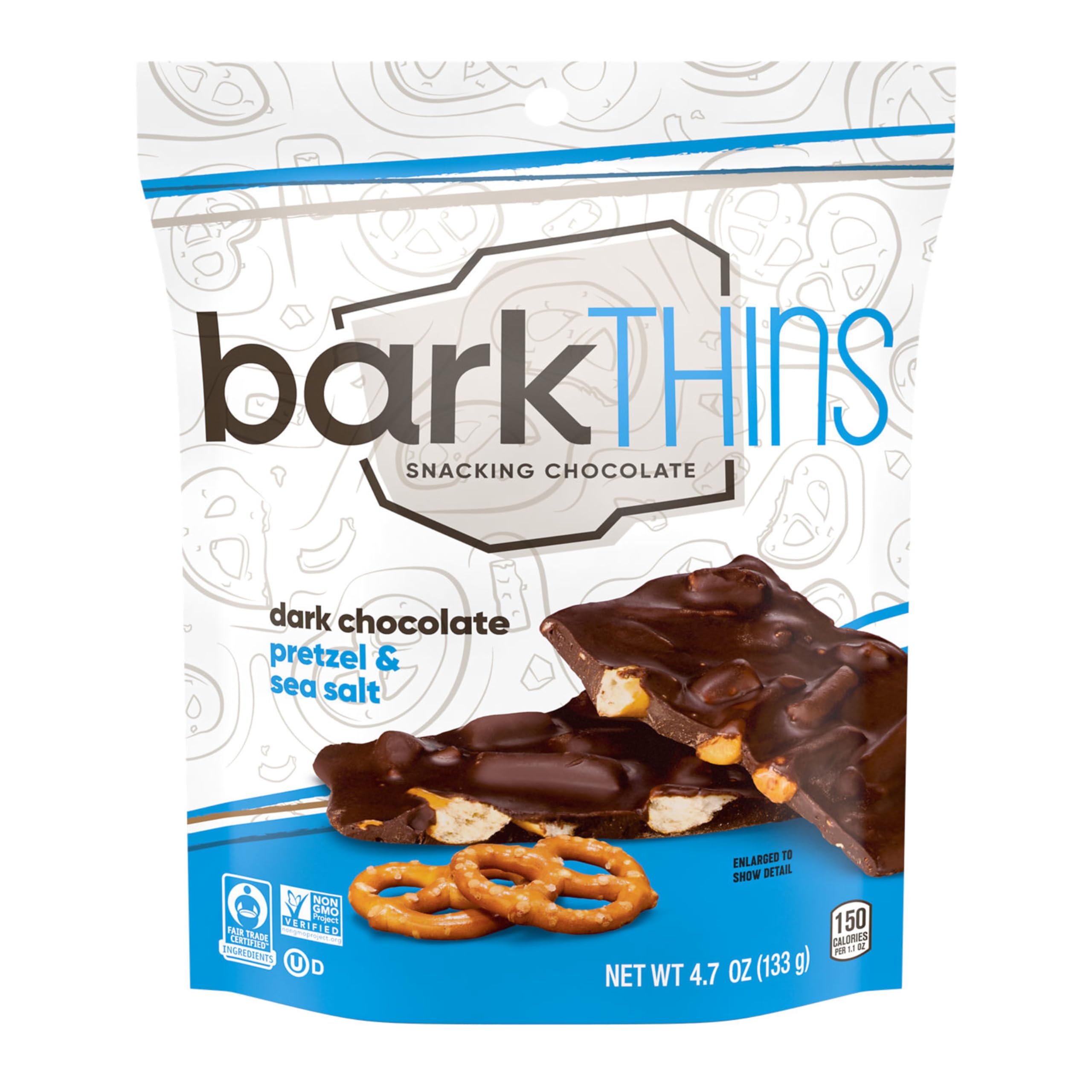 Product image of barkTHINS Dark Chocolate Pretzel and Sea Salt Snacking Chocolate Bags 4.7 oz 4.7 oz Pack of 6