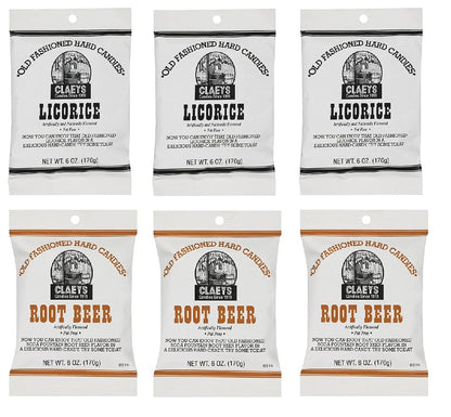 Claeys Old Fashioned Hard Candy Variety Pack Licorice Root Beer Flavors 36 oz 6 Pack Nostalgic Sweet Treat