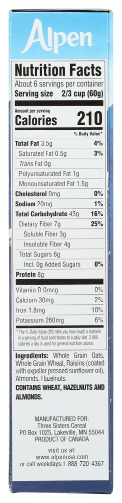 Product image of Alpen Muesli Cereal No Sugar Added 14 oz Boxes 14 oz Pack of 3