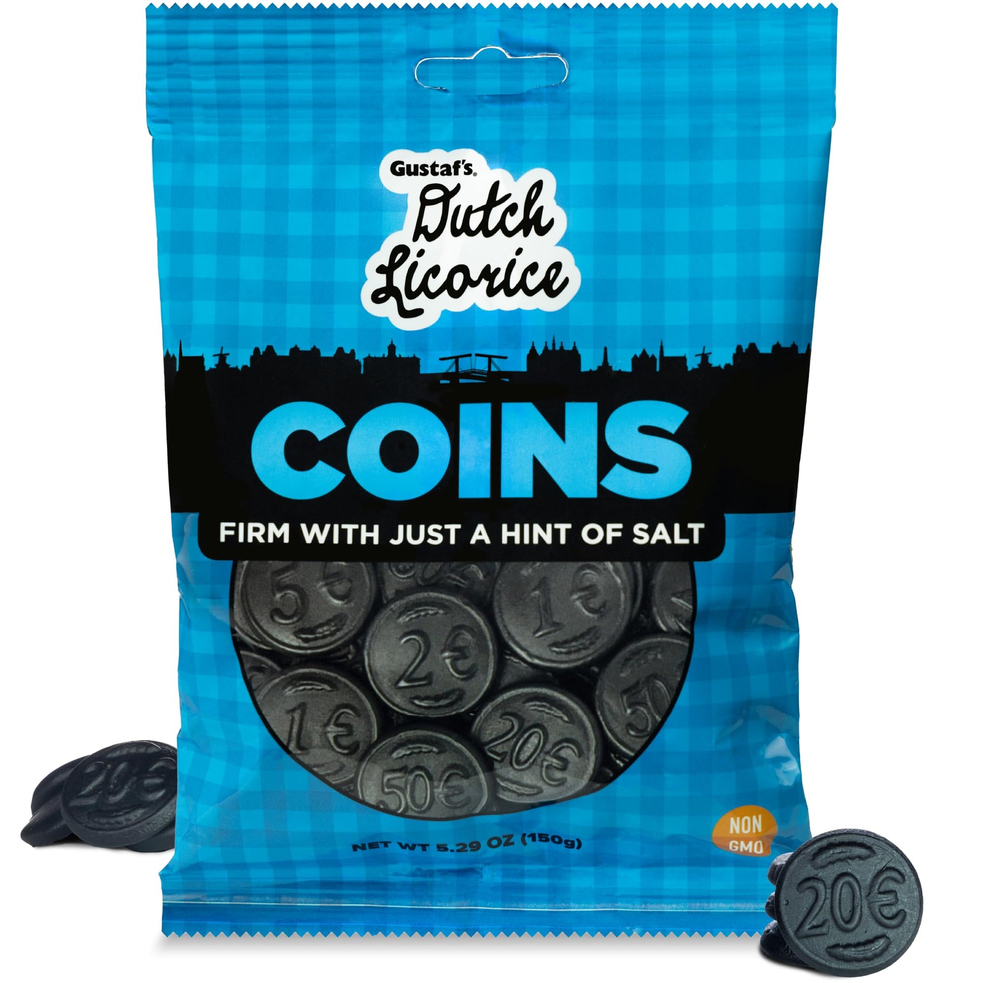 Product image of Gustaf's Salted Dutch Licorice Coins Black Licorice Bag Dutch Candy Netherlands 5.29 oz 5.29 oz
