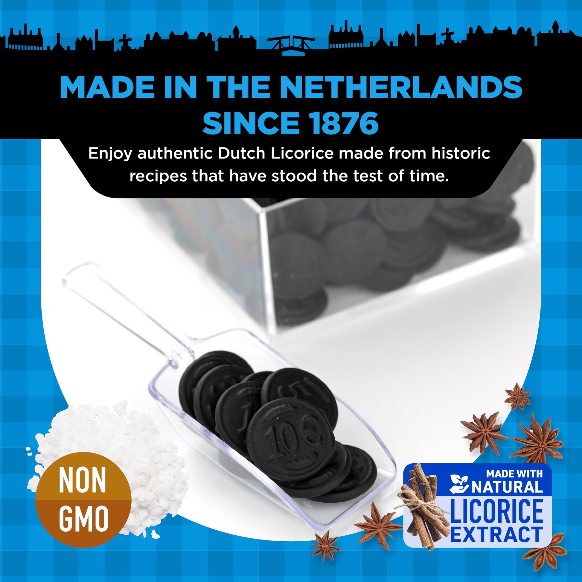 Product image of Gustaf's Salted Dutch Licorice Coins Black Licorice Bag Dutch Candy Netherlands 5.29 oz 5.29 oz