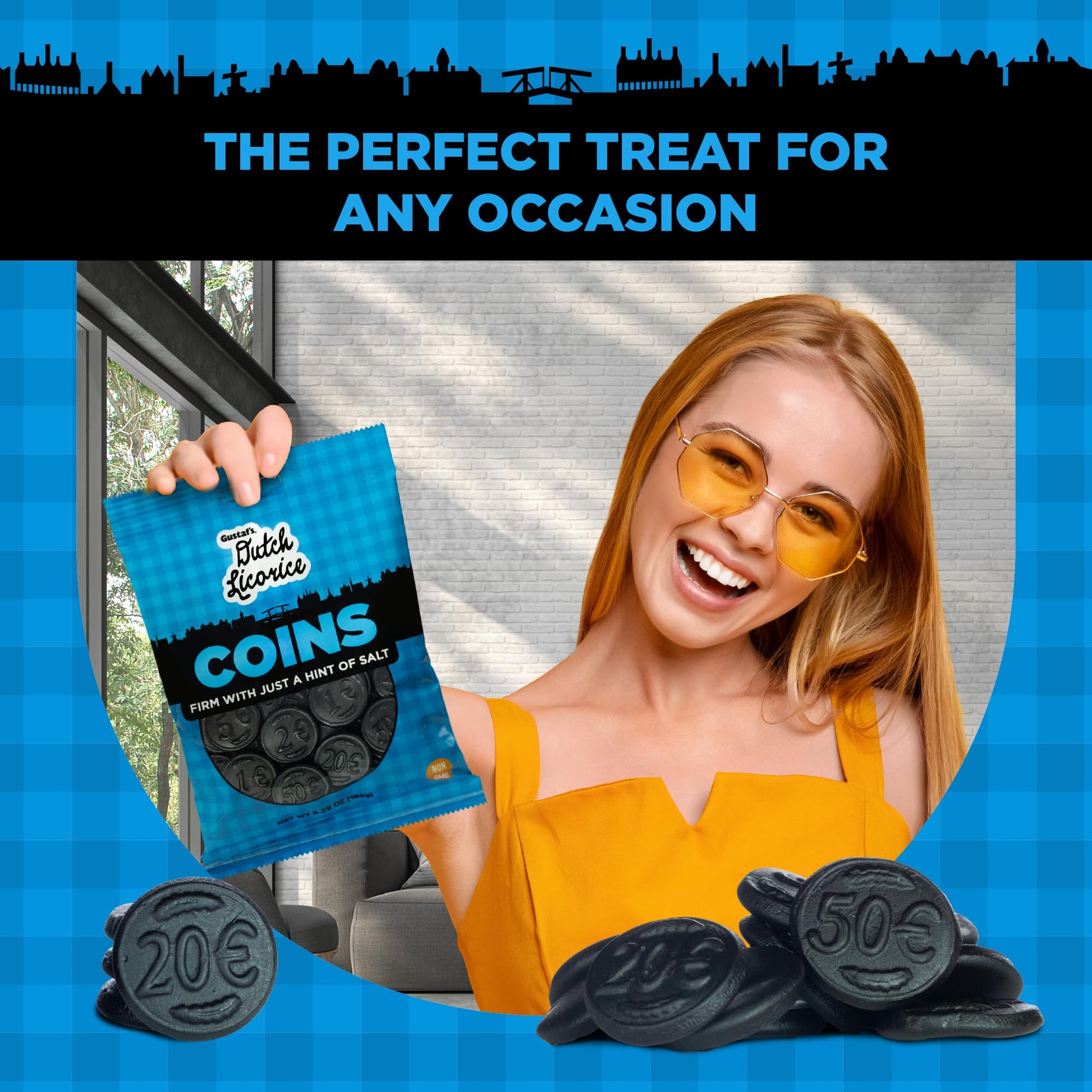 Product image of Gustaf's Salted Dutch Licorice Coins Black Licorice Bag Dutch Candy Netherlands 5.29 oz 5.29 oz