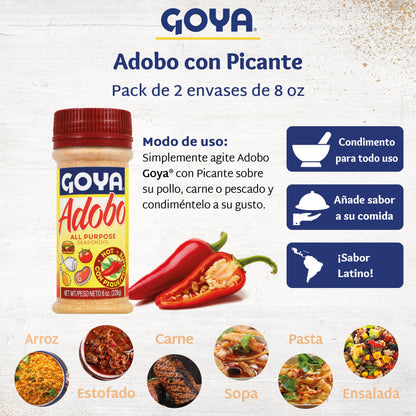 Product image of Goya Adobo Hot All Purpose Spice Latin Spicy Blend Mexican Seasoning for Poultry Seafood Meat and Vegetables
