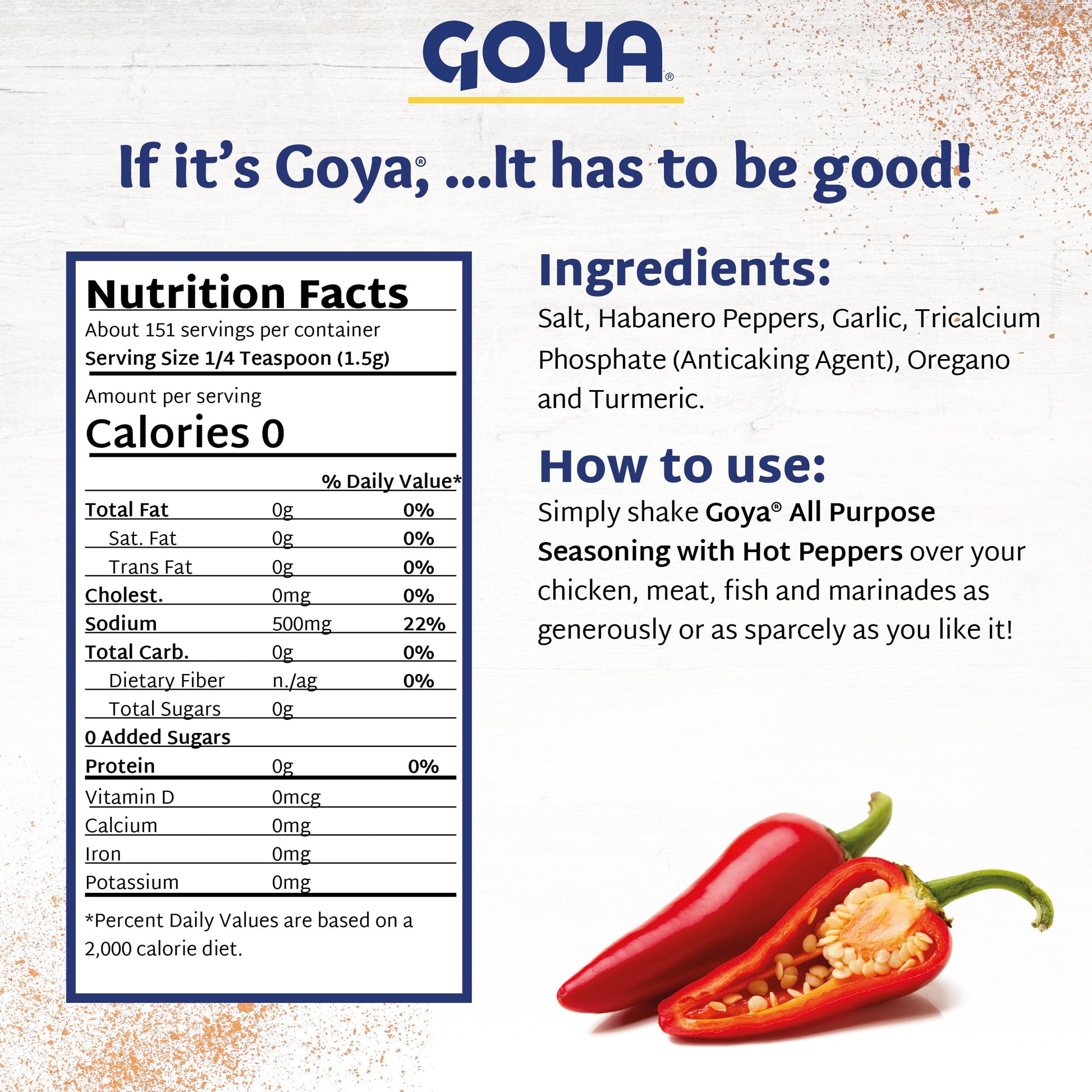 Product image of Goya Adobo Hot All Purpose Spice Latin Spicy Blend Mexican Seasoning for Poultry Seafood Meat and Vegetables