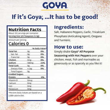 Product image of Goya Adobo Hot All Purpose Spice Latin Spicy Blend Mexican Seasoning for Poultry Seafood Meat and Vegetables