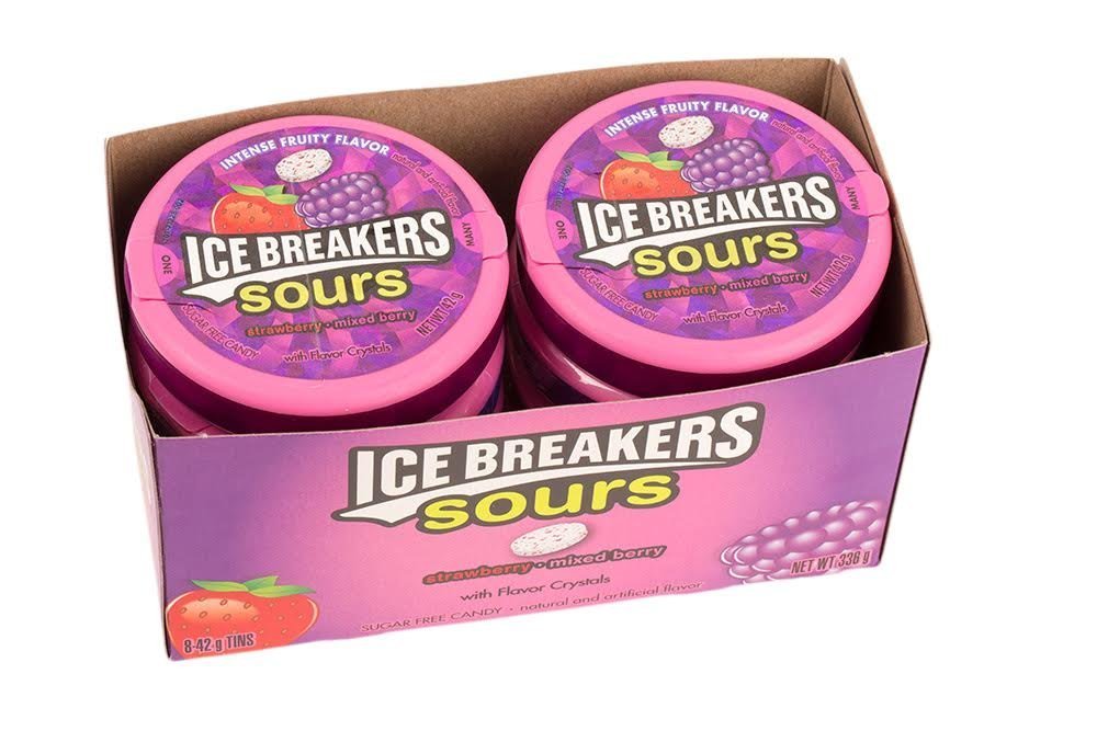 Product image of HERSHEY'S Ice Breakers Sours Strawberry-Mixed Berry Chewing Gum Containers 1.5 oz 1.5 oz Pack of 8