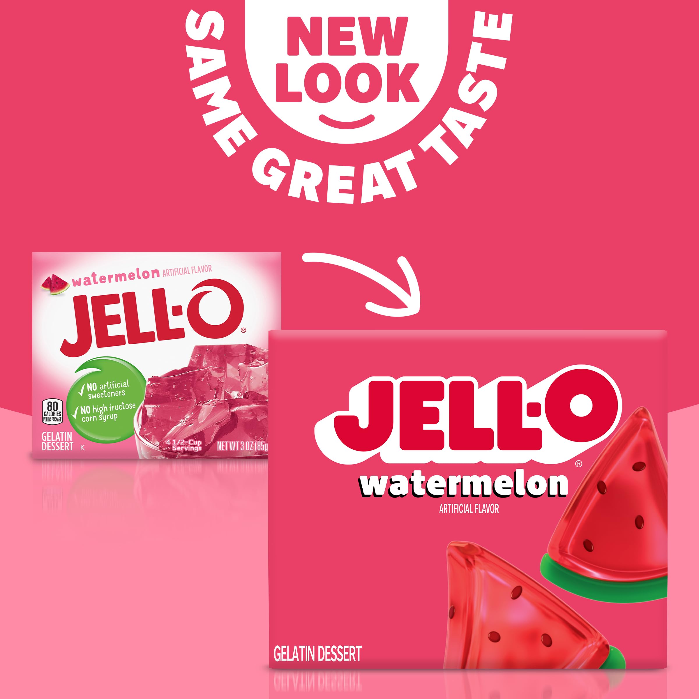 Product image of Jell-O Watermelon Artificially Flavored Gelatin Dessert Mix Box 3 oz 3 oz Pack of 3