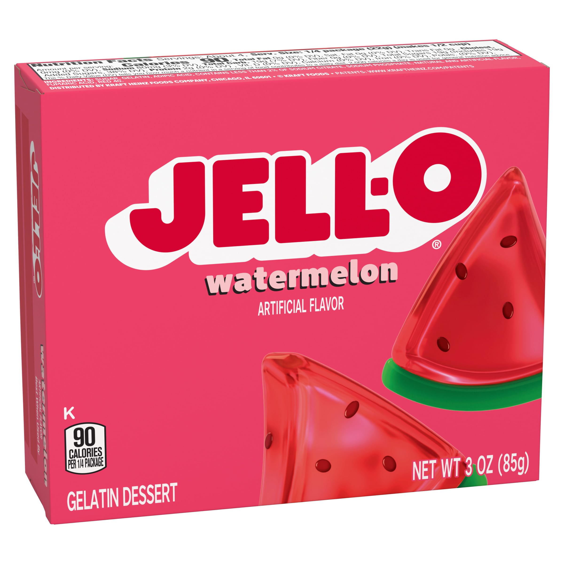 Product image of Jell-O Watermelon Artificially Flavored Gelatin Dessert Mix Box 3 oz 3 oz Pack of 3