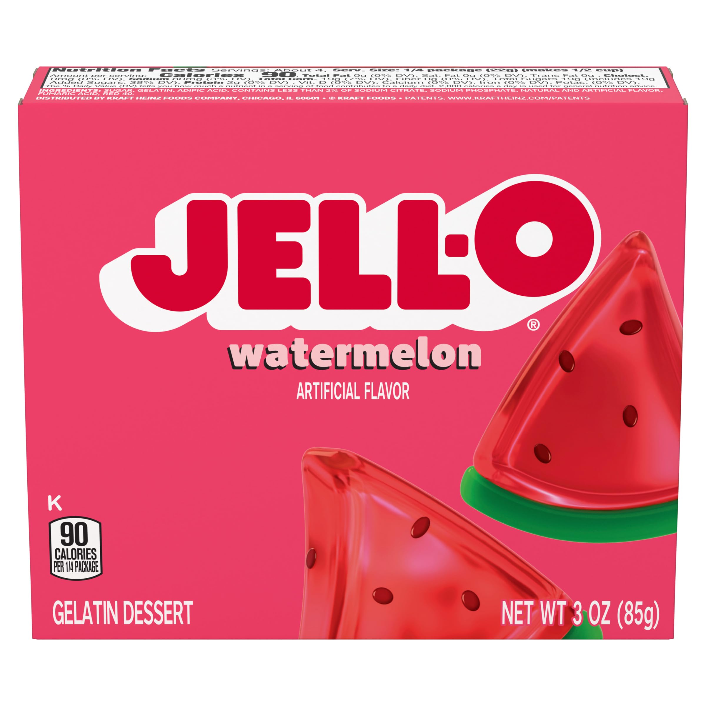 Product image of Jell-O Watermelon Artificially Flavored Gelatin Dessert Mix Box 3 oz 3 oz Pack of 3