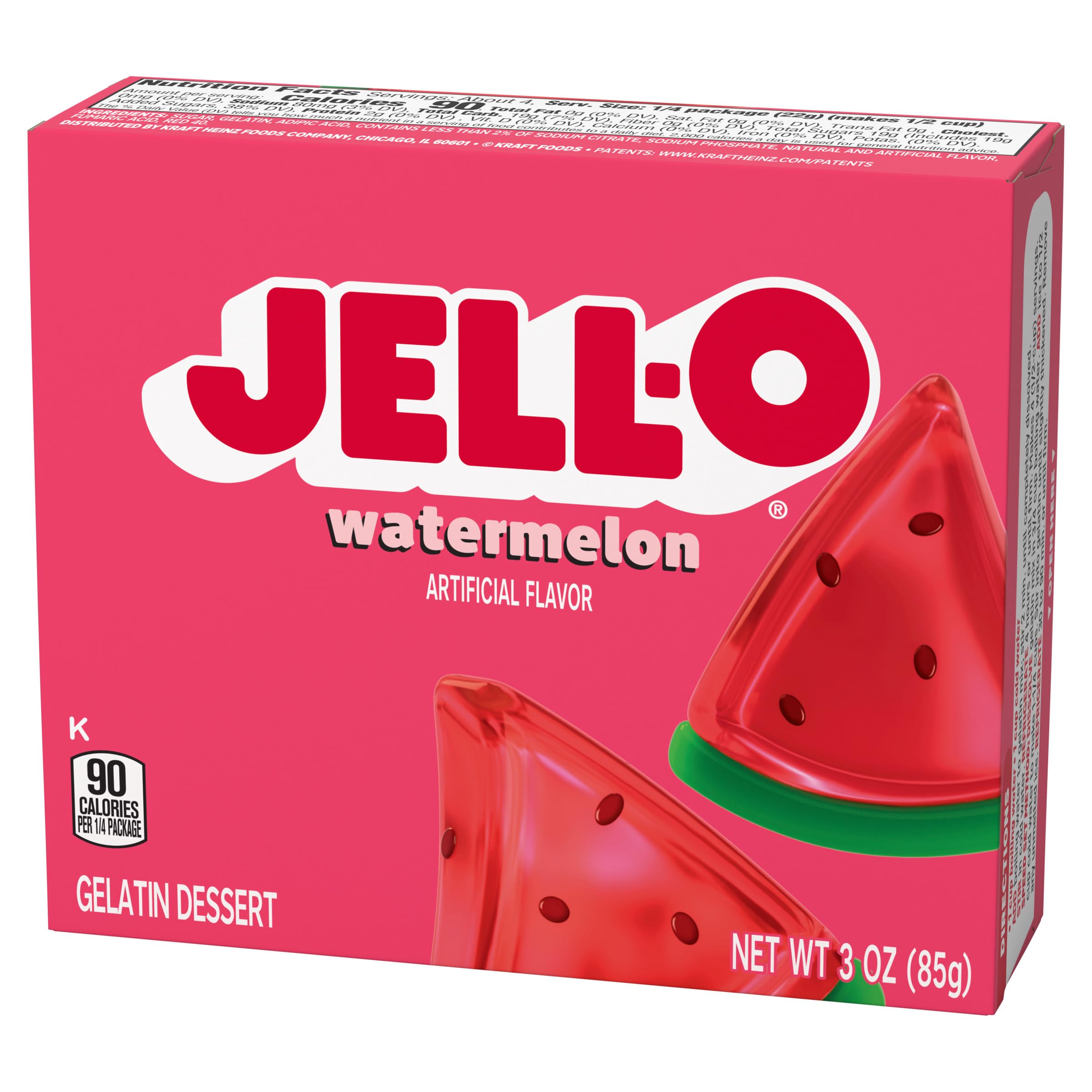 Product image of Jell-O Watermelon Artificially Flavored Gelatin Dessert Mix Box 3 oz 3 oz Pack of 3