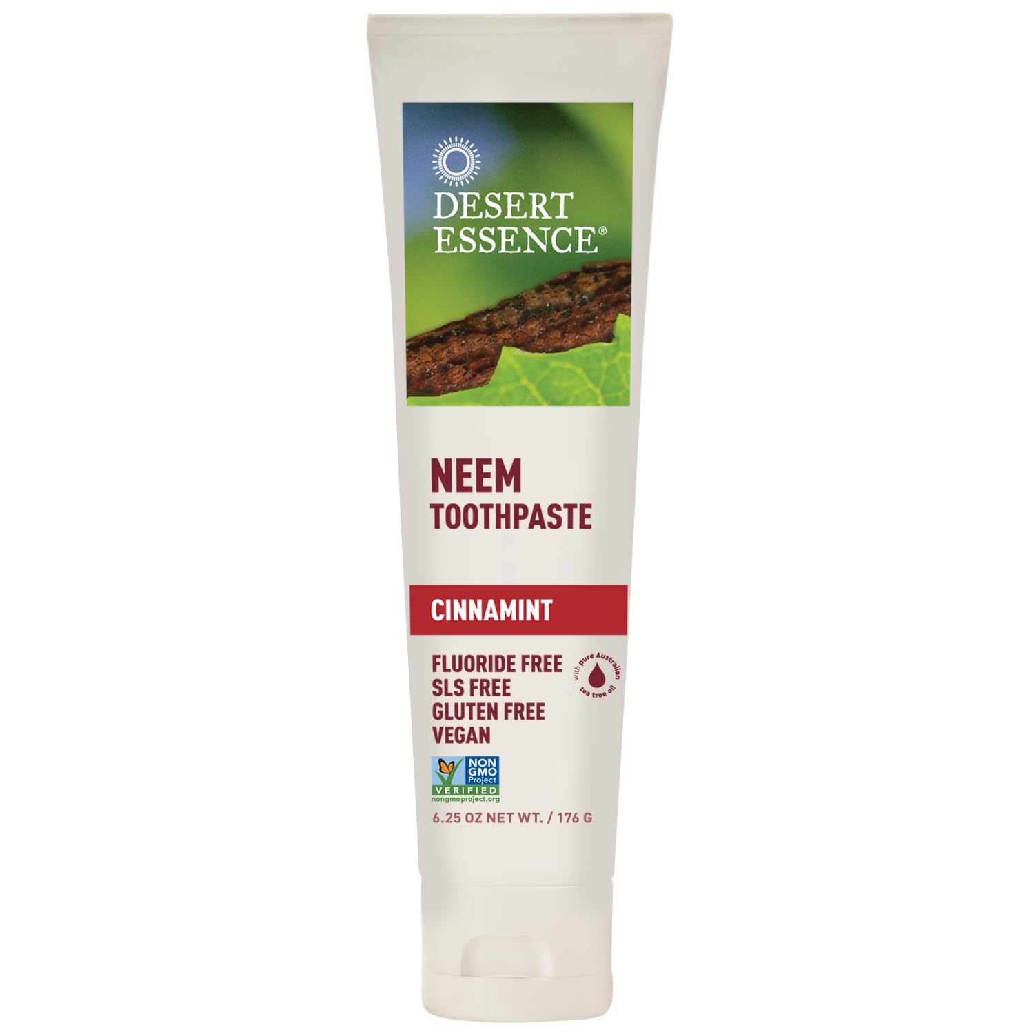 Product image of Desert Essence Natural Neem Toothpaste Cinnamint Pure Essential Oil Baking Soda Complete Oral Care Sea Salt