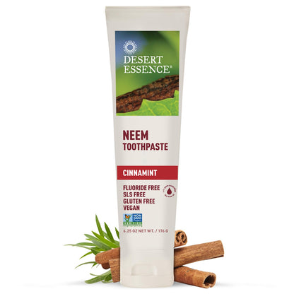 Product image of Desert Essence Natural Neem Toothpaste Cinnamint Pure Essential Oil Baking Soda Complete Oral Care Sea Salt