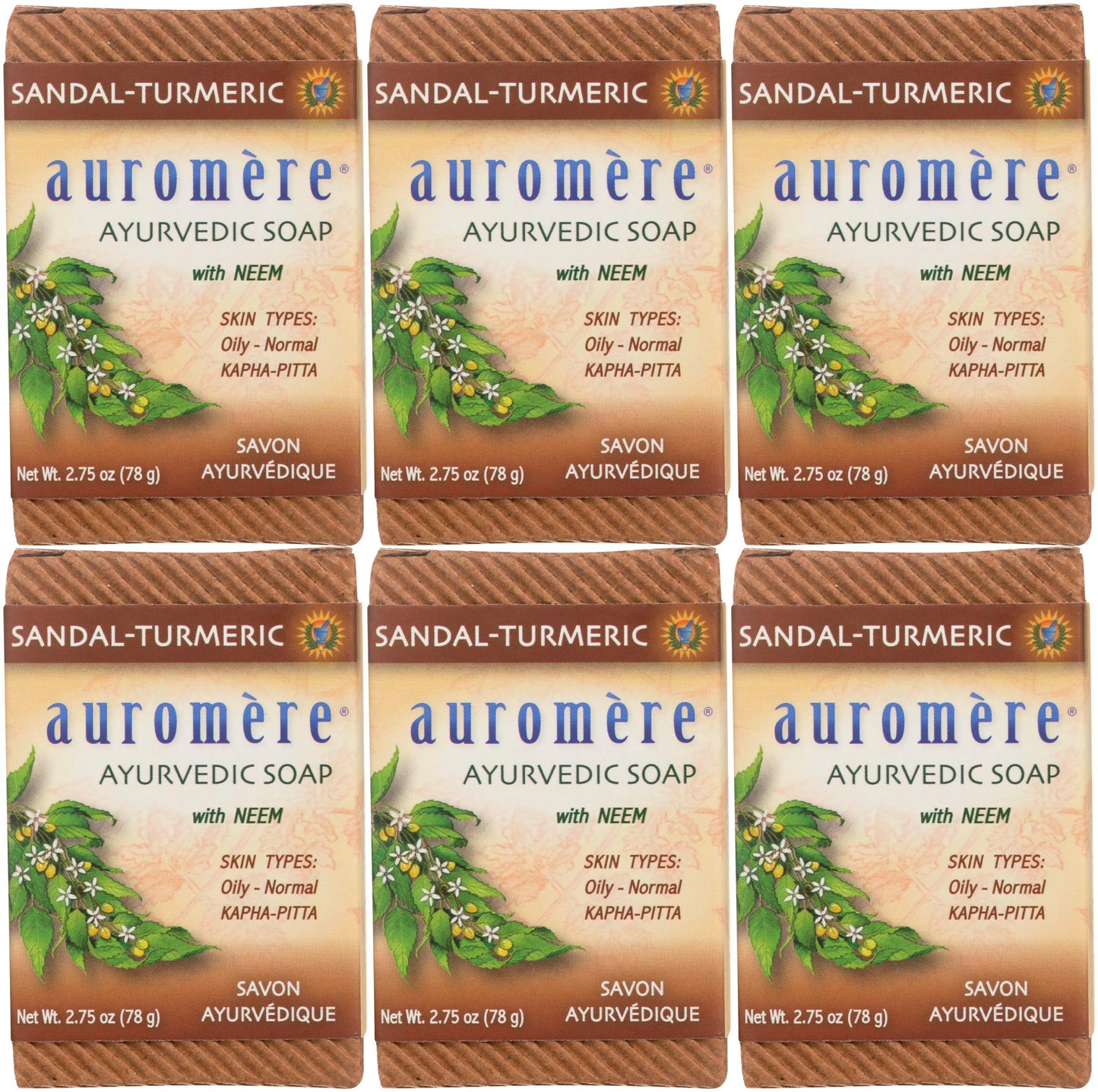Product image of Auromere Ayurvedic Bar Soap Sandal Turmeric Eco Friendly Handmade Vegan Cruelty Free Natural Non GMO 2.75 oz