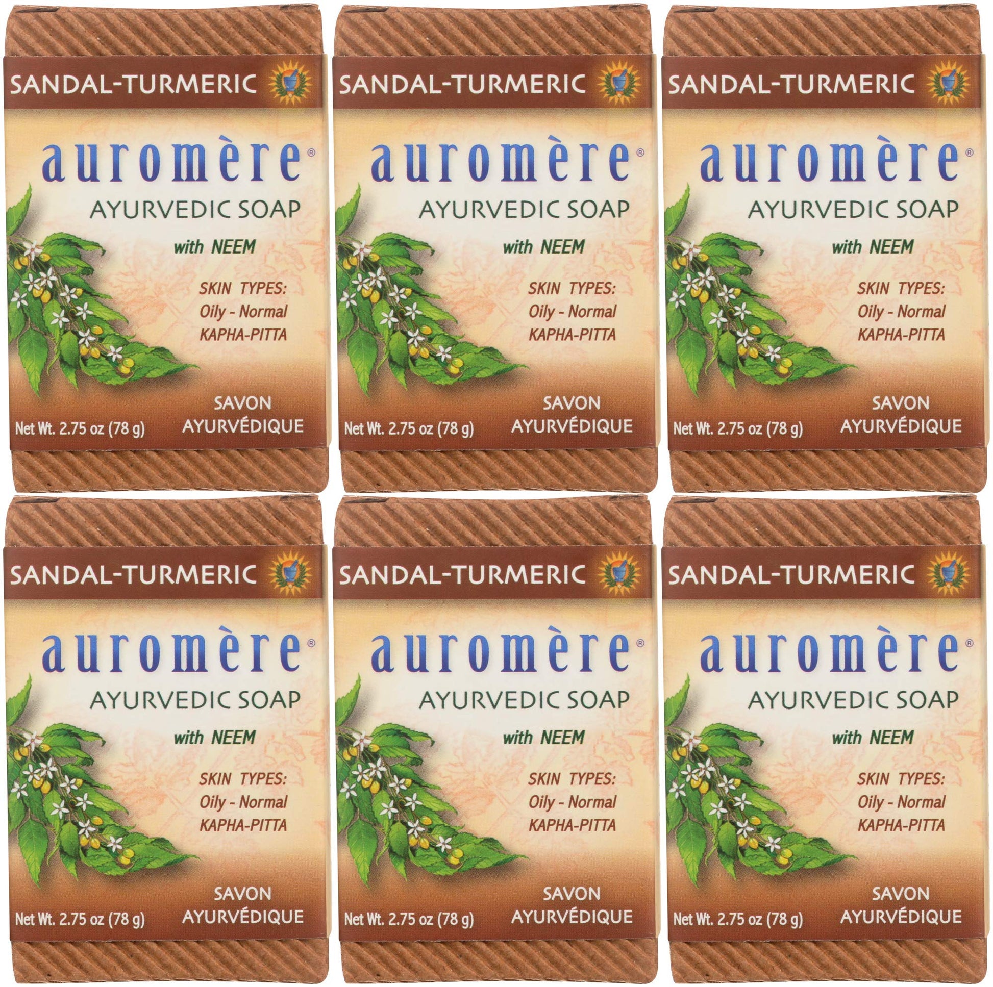 Product image of Auromere Ayurvedic Bar Soap Sandal Turmeric Eco Friendly Handmade Vegan Cruelty Free Natural Non GMO 2.75 oz