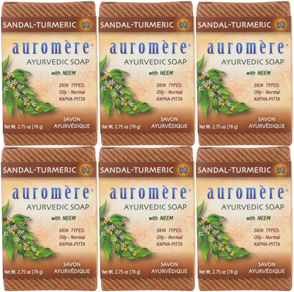 Product image of Auromere Ayurvedic Bar Soap Sandal Turmeric Eco Friendly Handmade Vegan Cruelty Free Natural Non GMO 2.75 oz