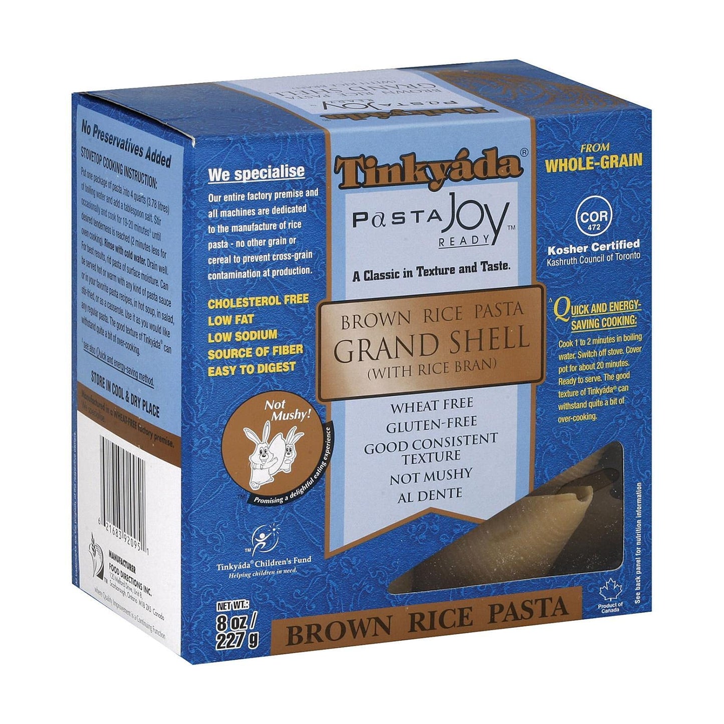 Product image of Tinkyada Brown Rice Pasta Grand Shell 8 oz 8 oz Pack of 12