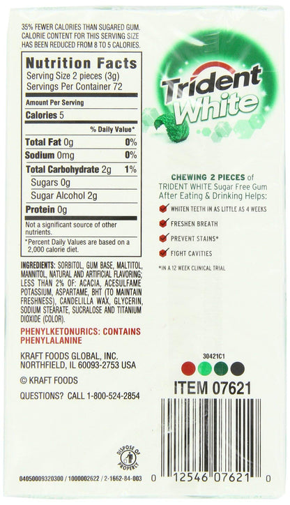 Product image of Trident White Spearmint Chewing Gum Pack of 9