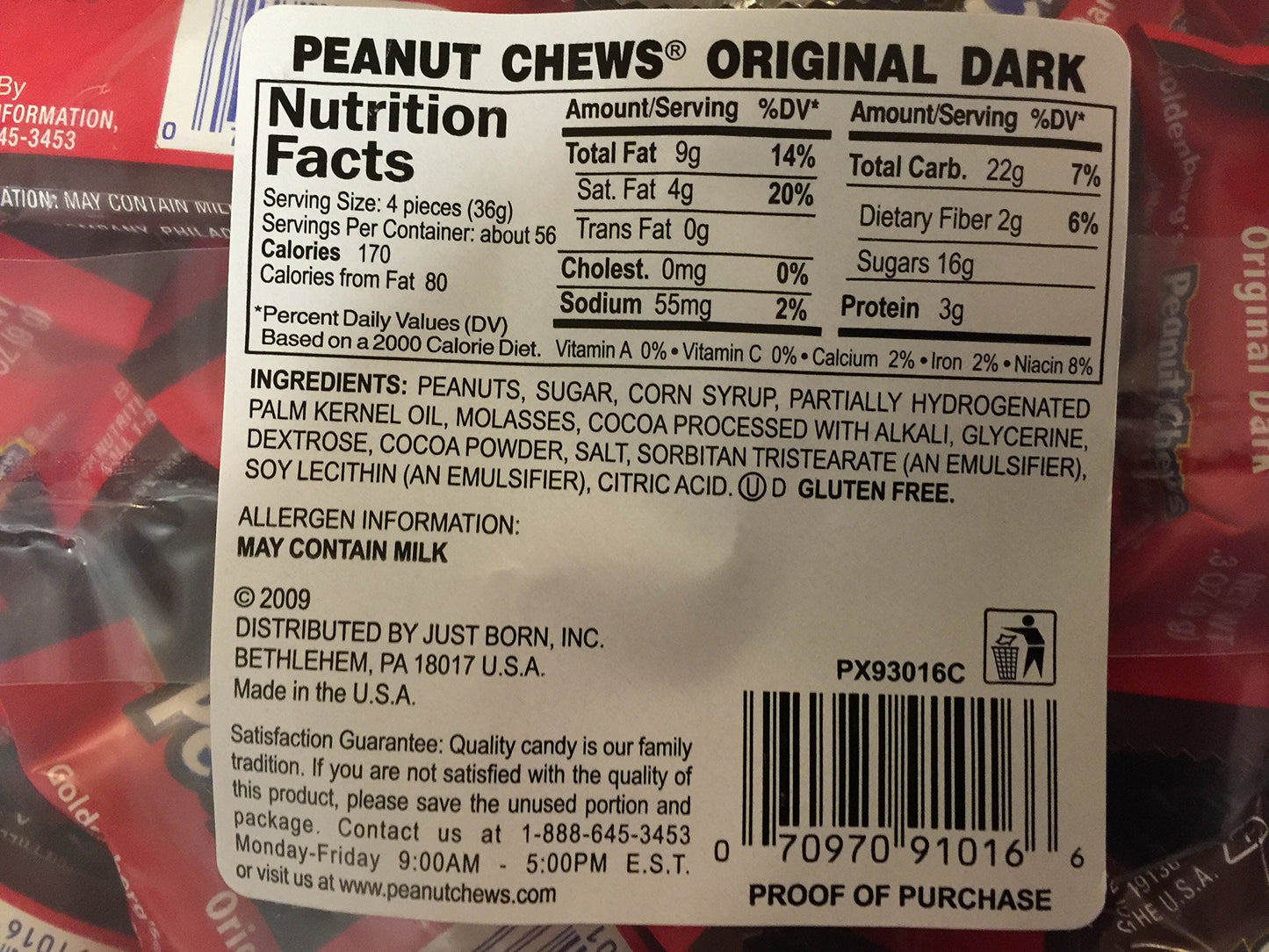 Product image of Goldenberg's Peanut Chews Dark Chocolate 4 lb Pack of 225