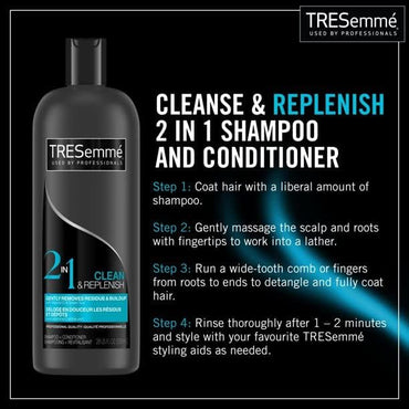 Product image of TRESemmé Shampoo 2-in-1 Cleanse and Replenish 28 oz 28 oz Pack of 2