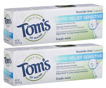 Product image of Tom's of Maine Natural Rapid Relief Sensitive Toothpaste Fresh Mint 4 oz 4 oz Pack of 2