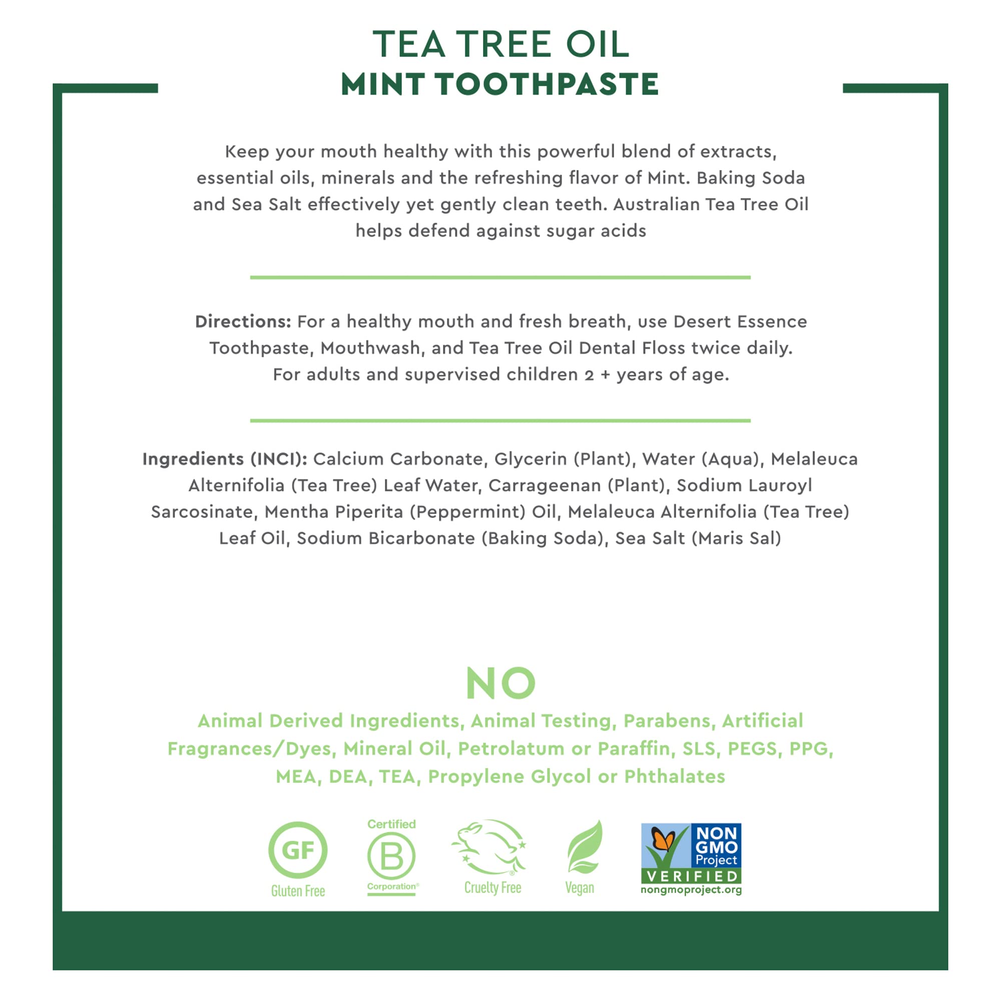 Product image of Desert Essence Tea Tree Oil Toothpaste Mint Deep Cleans Teeth and Gums Helps Fight Plaque Sea Salt Pure