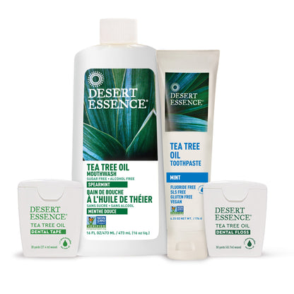 Product image of Desert Essence Tea Tree Oil Toothpaste Mint Deep Cleans Teeth and Gums Helps Fight Plaque Sea Salt Pure