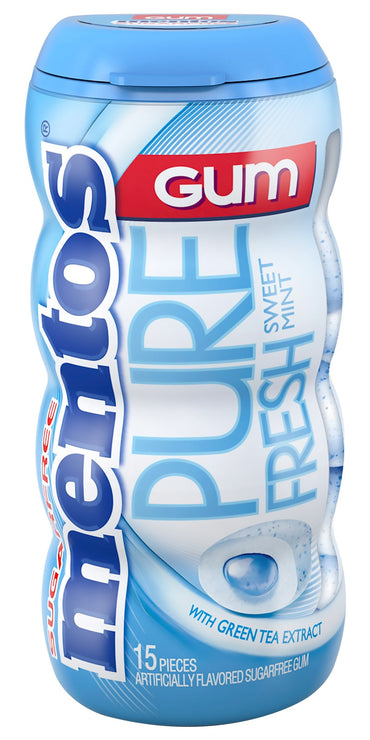 Product image of Mentos Pure Fresh Sugar-Free Chewing Gum Xylitol Sweet Mint 15 Piece Bottle Pack of 10