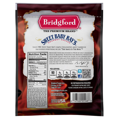 Product image of Bridgford Sweet Baby Ray's Beef Jerky Original High Protein Ready-to-Eat Snack 3.25 oz 3.25 oz Pack of 6
