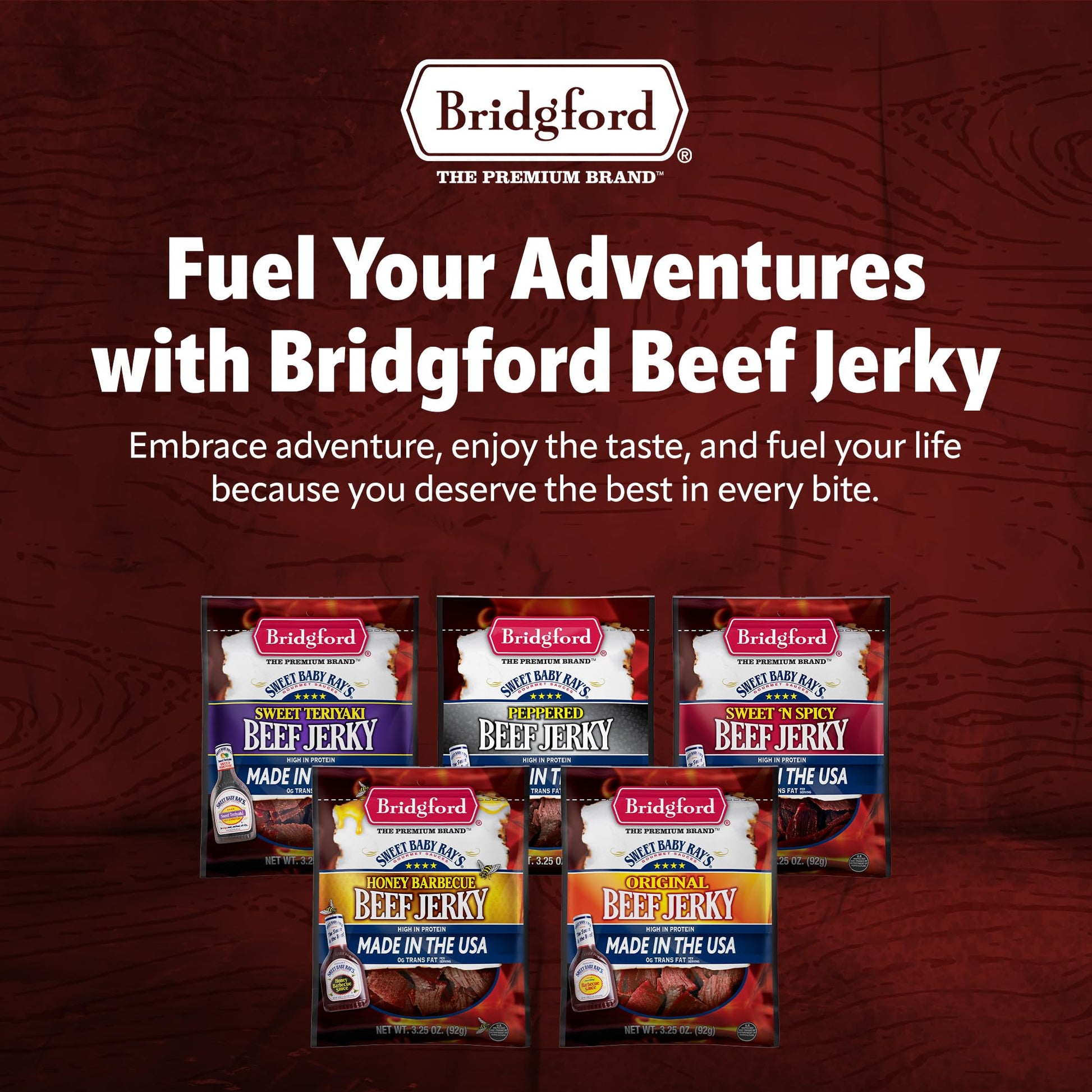 Product image of Bridgford Sweet Baby Ray's Beef Jerky Original High Protein Ready-to-Eat Snack 3.25 oz 3.25 oz Pack of 6