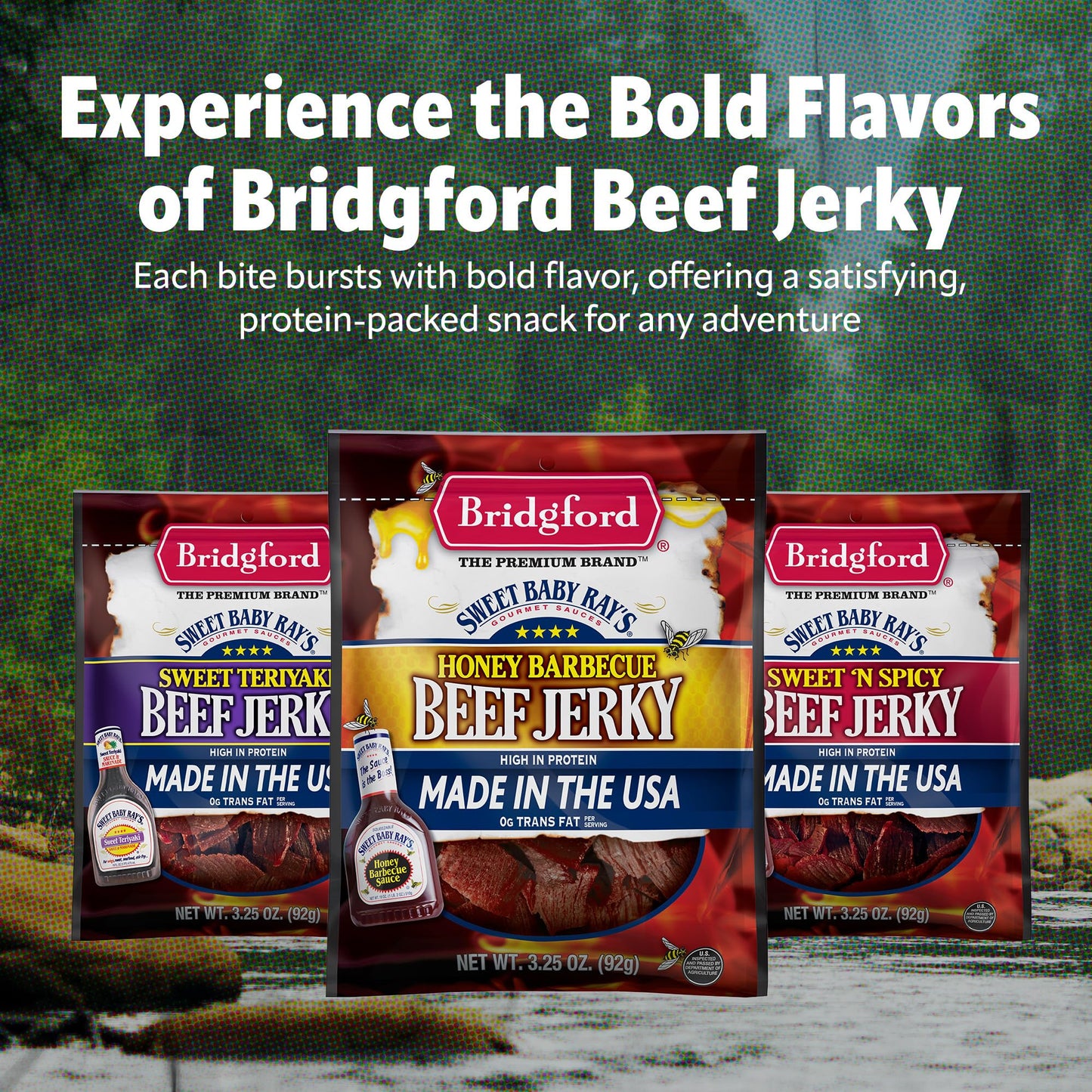 Product image of Bridgford Sweet Baby Ray's Beef Jerky Original High Protein Ready-to-Eat Snack 3.25 oz 3.25 oz Pack of 6