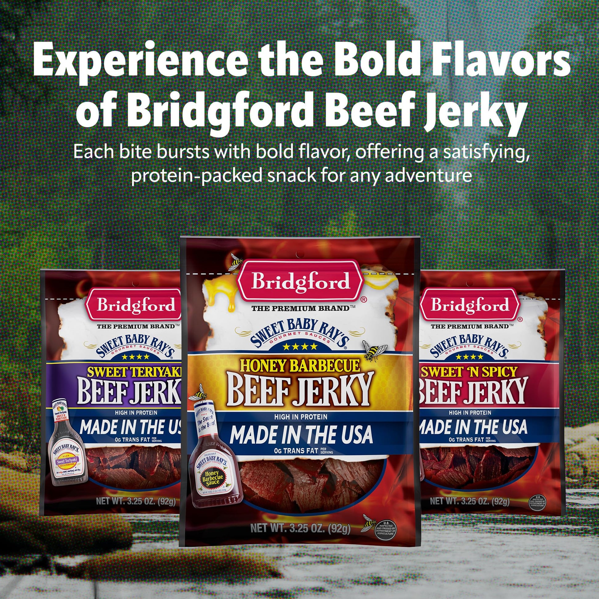 Product image of Bridgford Sweet Baby Ray's Beef Jerky Original High Protein Ready-to-Eat Snack 3.25 oz 3.25 oz Pack of 6