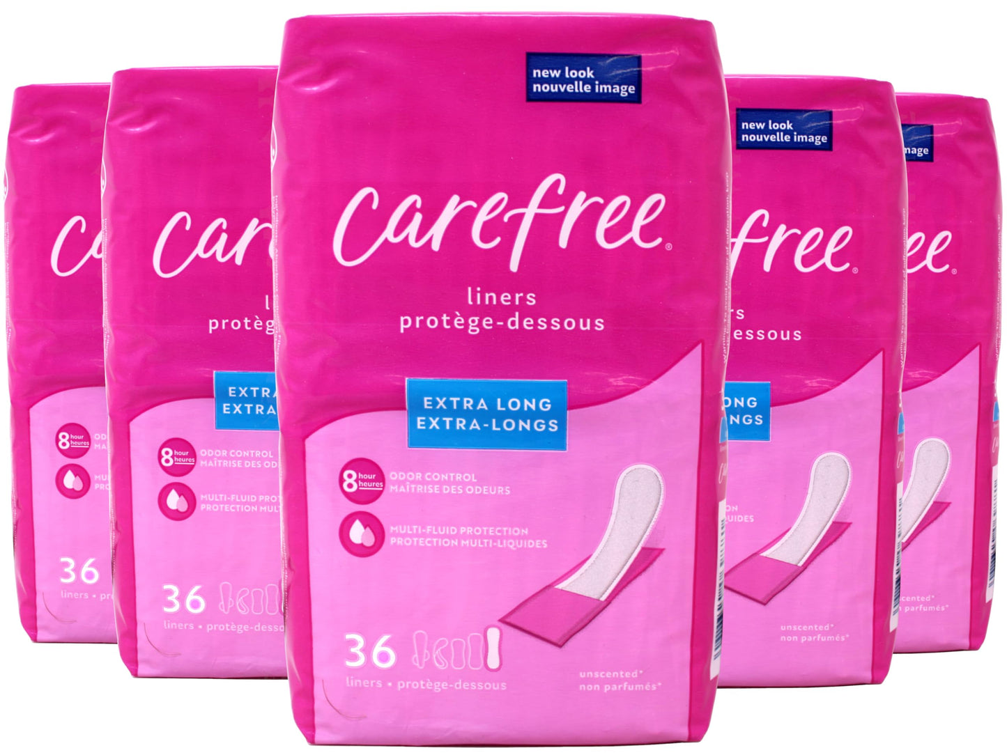 Product image of Carefree Extra Long Panty Liners Unscented Multi-Fluid Protection 36 ct Pack of 5