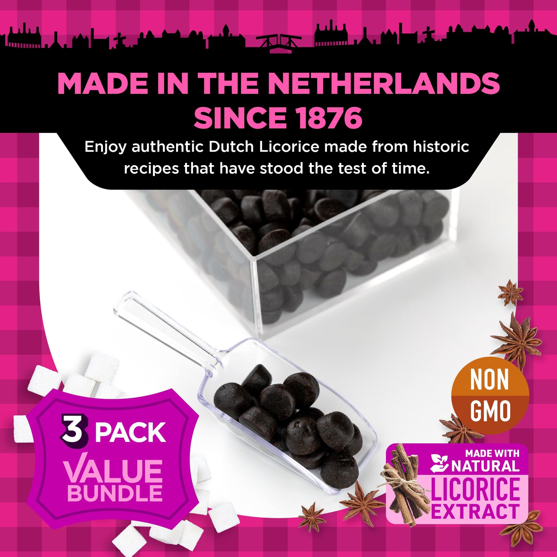 Product image of Gustaf's Dutch Licorice Cats Sweet Black Licorice Bags Dutch Candy Netherlands 5.2 oz 5.2 oz Pack of 3