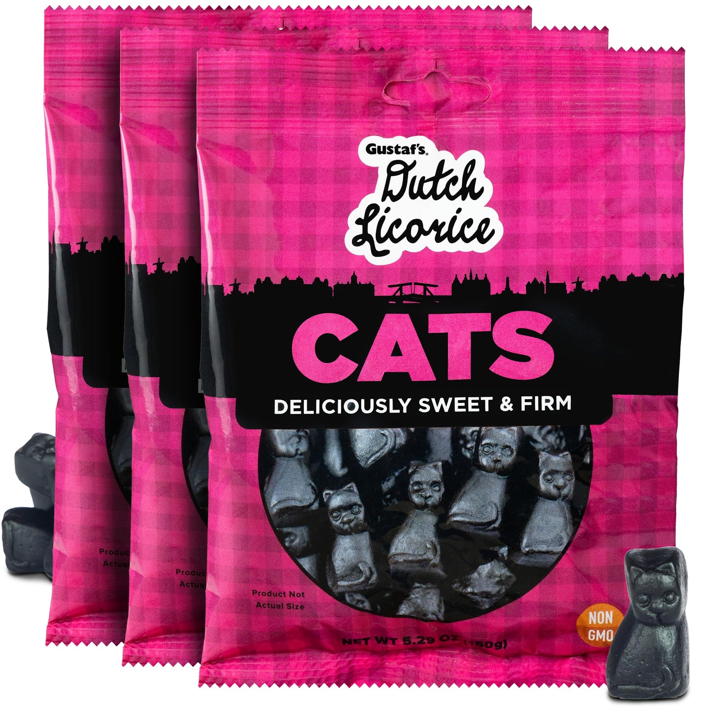 Product image of Gustaf's Dutch Licorice Cats Sweet Black Licorice Bags Dutch Candy Netherlands 5.2 oz 5.2 oz Pack of 3