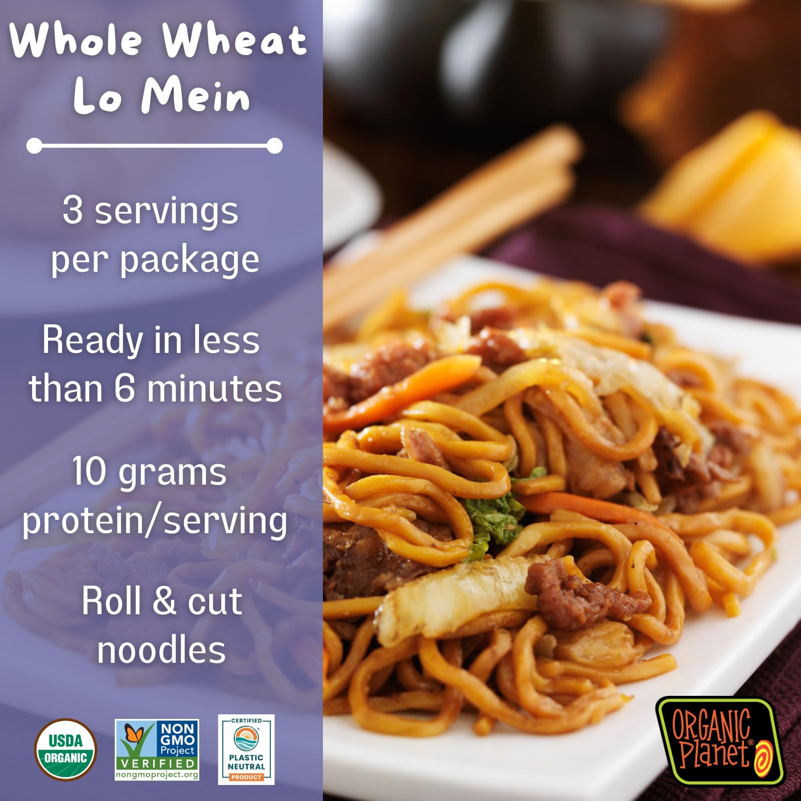 Product image of ORGANIC PLANET Whole Wheat Lo Mein Asian Stir-Fry Noodles 8 oz 8 oz Pack of 1