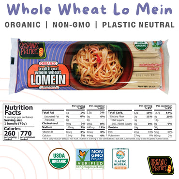 Product image of ORGANIC PLANET Whole Wheat Lo Mein Asian Stir-Fry Noodles 8 oz 8 oz Pack of 1