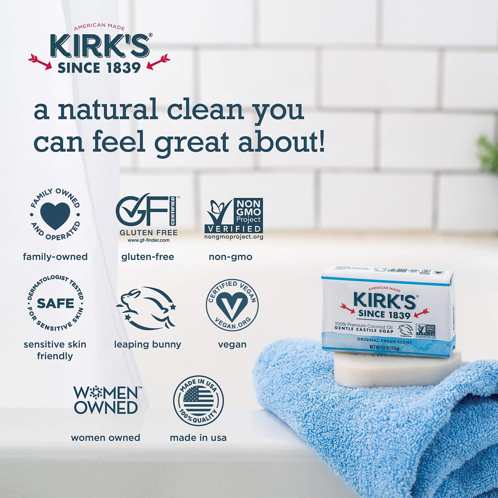 Product image of Kirk's Original Coco Castile Bar Soap Fresh Scent 4 oz 4 oz Pack of 24