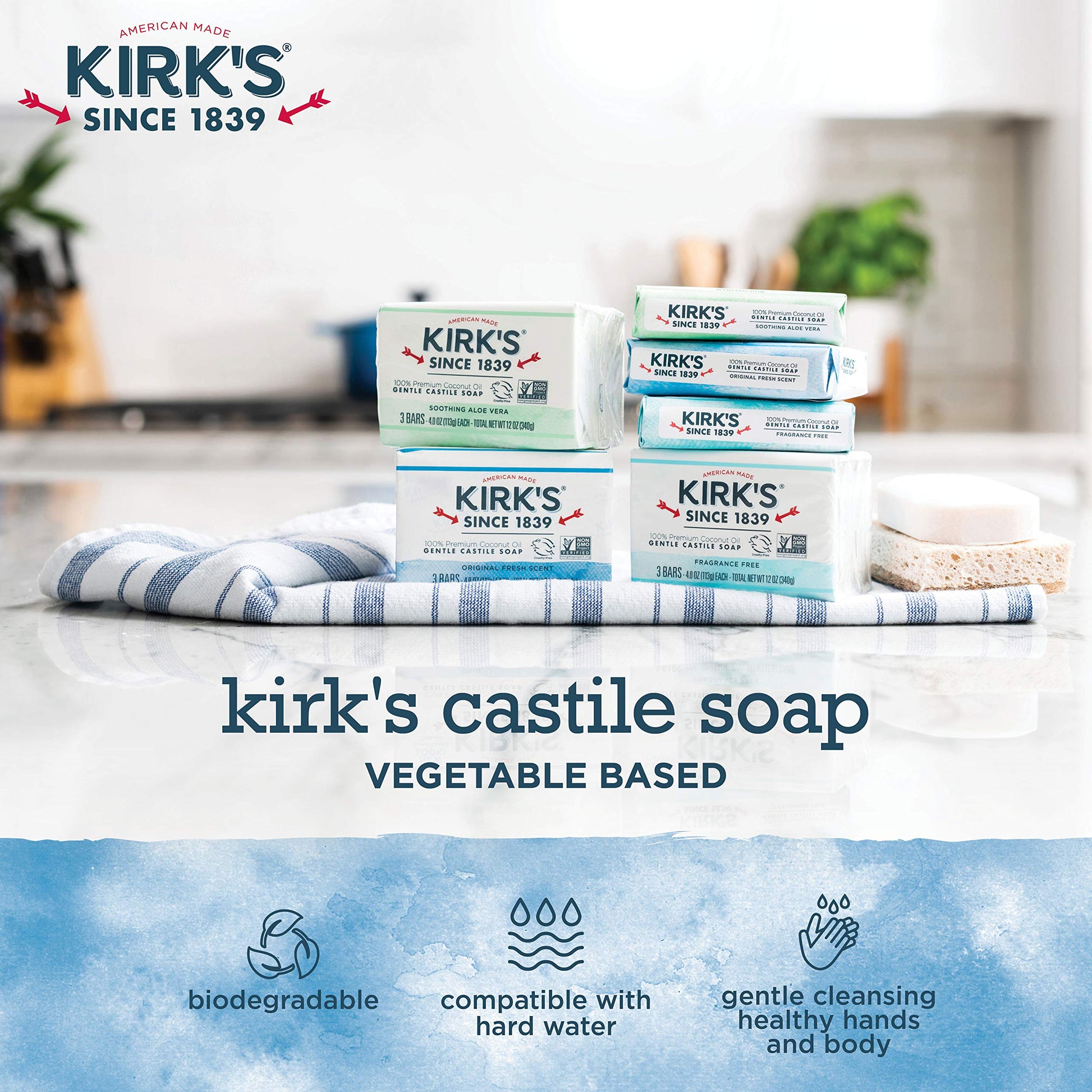 Product image of Kirk's Original Coco Castile Bar Soap Fresh Scent 4 oz 4 oz Pack of 24