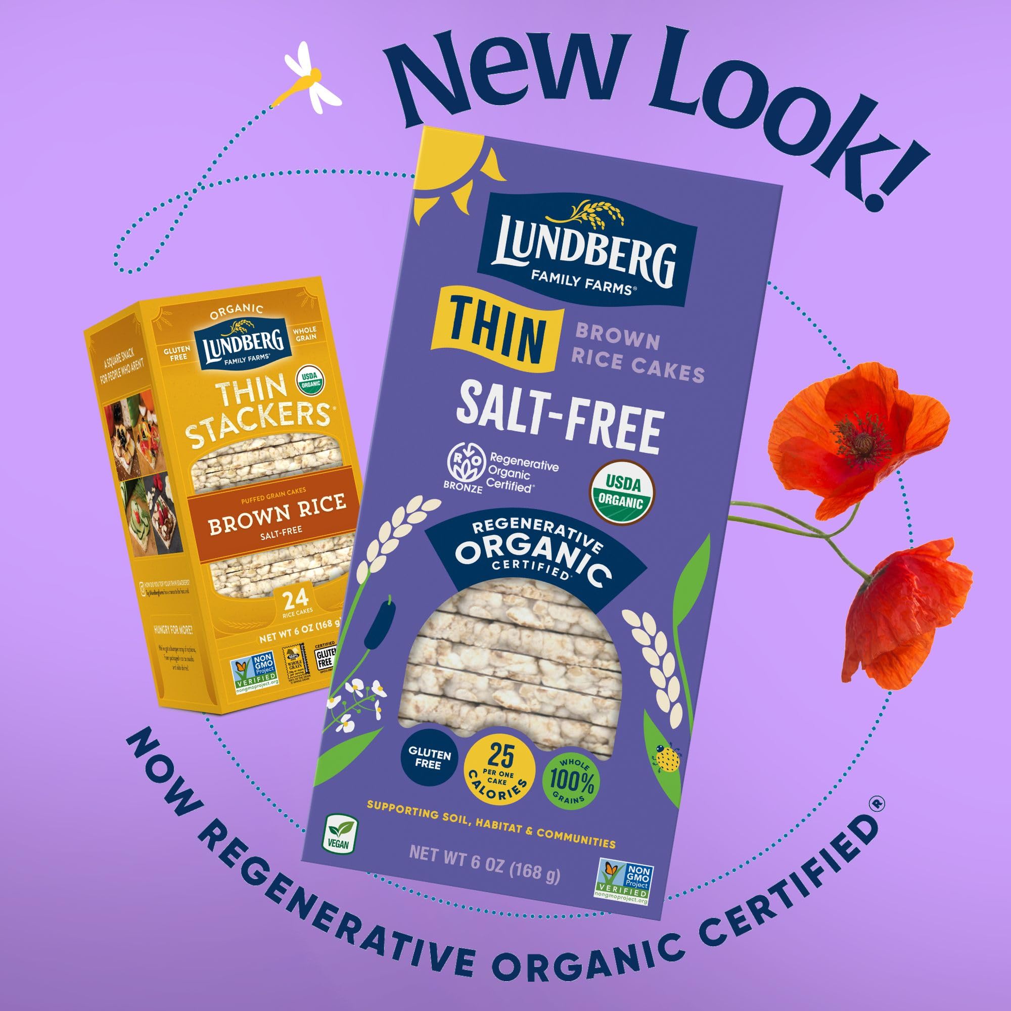 Product image of Lundberg Organic Thin Stackers Salt-Free Gluten-Free Vegan Kosher USDA Certified Organic Non-GMO Verified