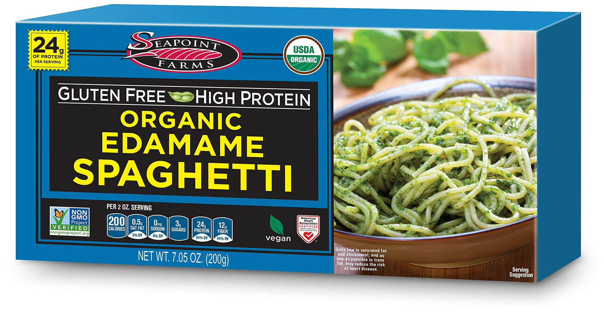 Product image of SEAPOINT FARMS Organic Edamame Spaghetti Healthy Gluten-Free Noodles Pack of 12