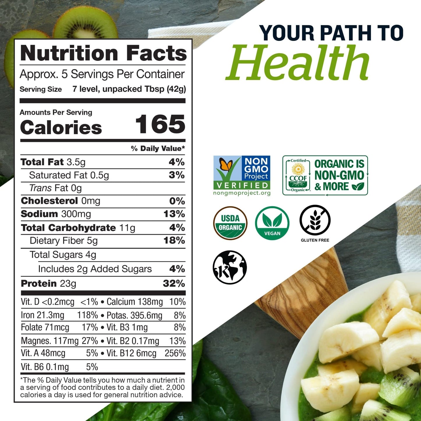 Product image of Sunfood Organic Supergreens and Protein Plant Based Vegan Protein Greens Superfood Powder Chlorella and