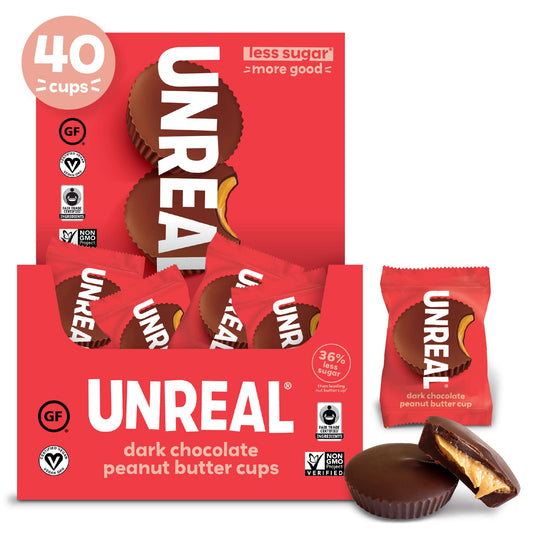 Product image of UNREAL Dark Chocolate Peanut Butter Cups Vegan Gluten Free Less Sugar Pack of 40