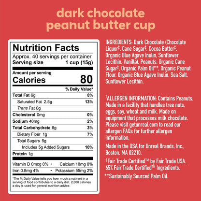 Product image of UNREAL Dark Chocolate Peanut Butter Cups Vegan Gluten Free Less Sugar Pack of 40