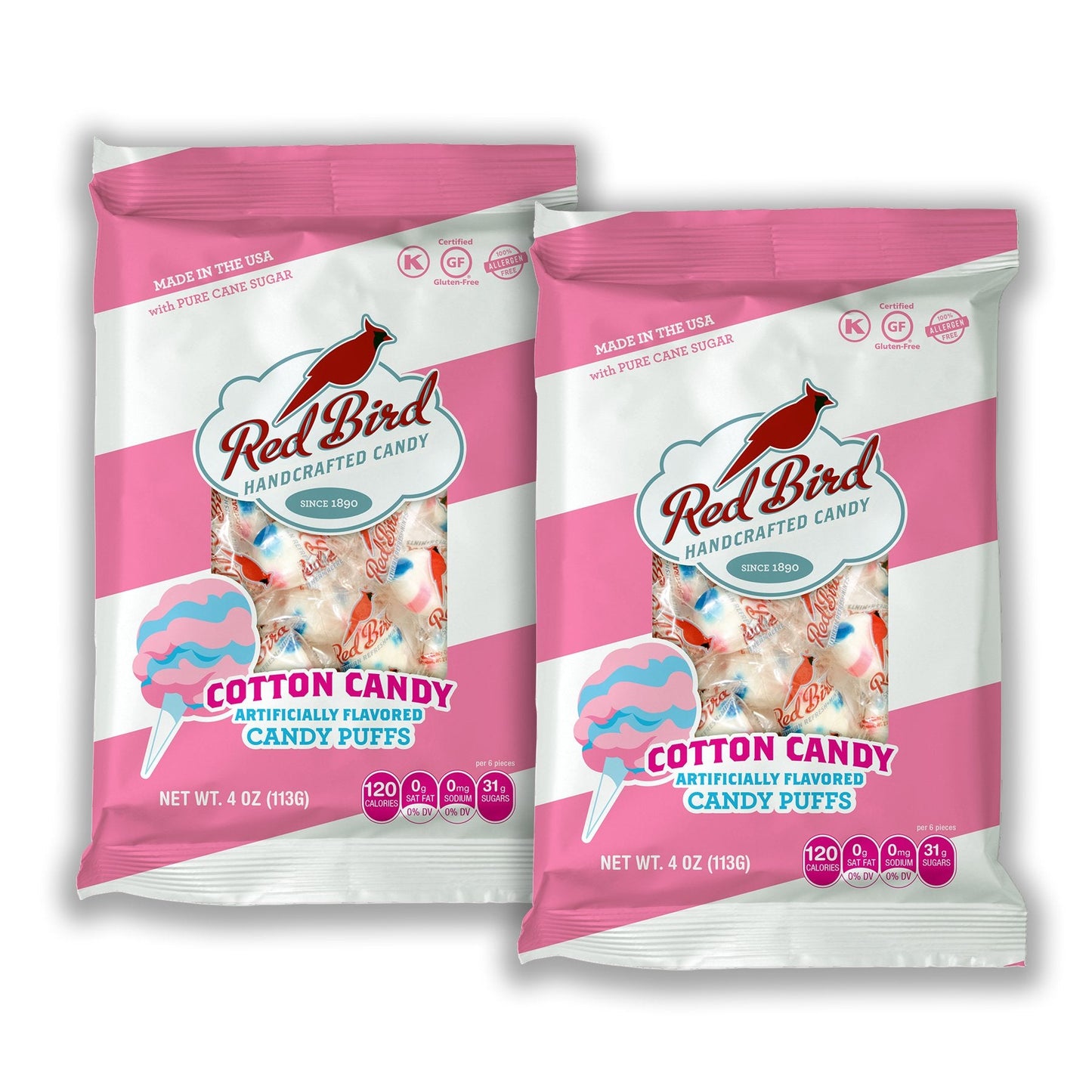 Product image of Red Bird Cotton Candy Flavored Candy Mints Individually Wrapped Unique Candy 4 oz 4 oz Pack of 2