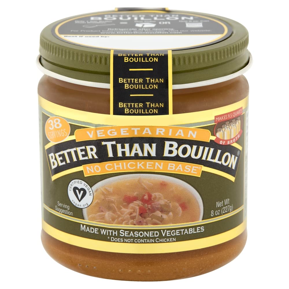 Product image of Better Than Bouillon Vegetarian No Chicken Base Made Seasoned Vegetables Certified Vegan Makes 9.5 Quarts of