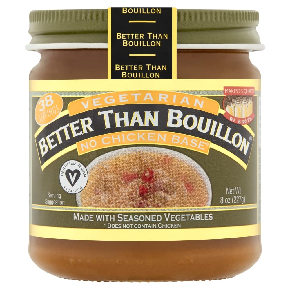 Product image of Better Than Bouillon Vegetarian No Chicken Base Made Seasoned Vegetables Certified Vegan Makes 9.5 Quarts of