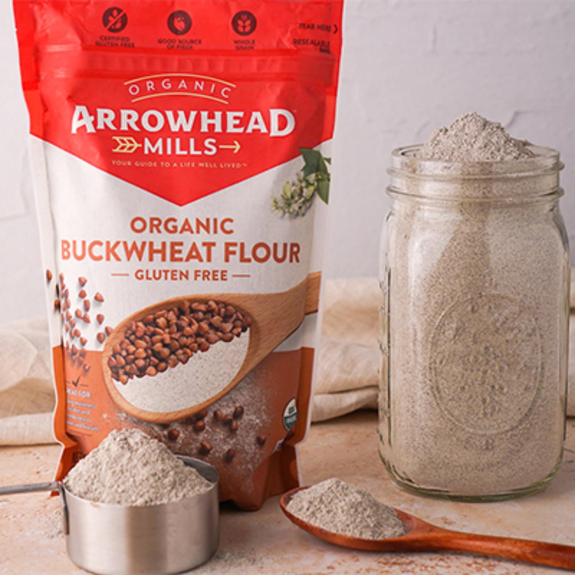 Product image of Arrowhead Mills Organic Buckwheat Flour Gluten Free 22 oz 22 oz Pack of 6